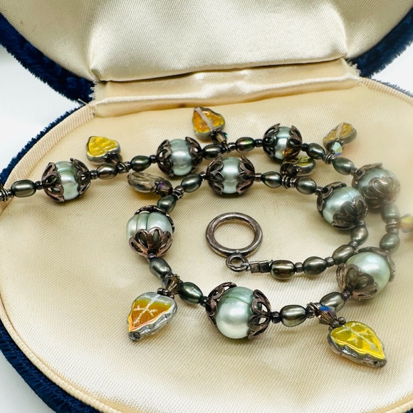 Vintage Pearl Art Glass Beautiful Necklace 🍃 - Picture 7 of 17